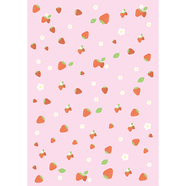 背景画像 ピンク色のイチゴ柄（カラー）