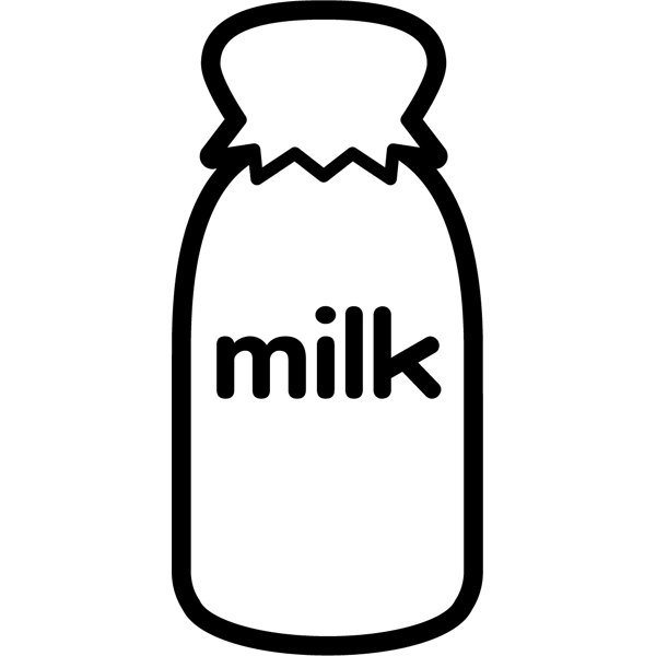 食品 牛乳（牛乳瓶）（モノクロ）