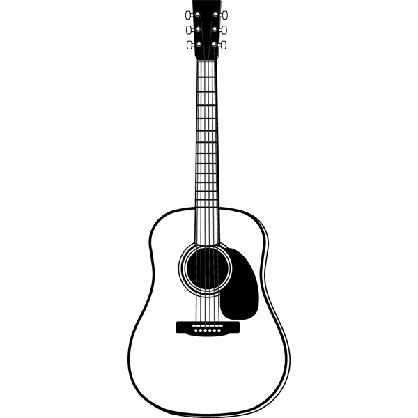 音楽 アコースティックギター（モノクロ）