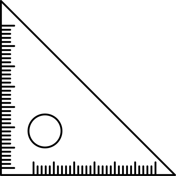 学校 三角定規（モノクロ）