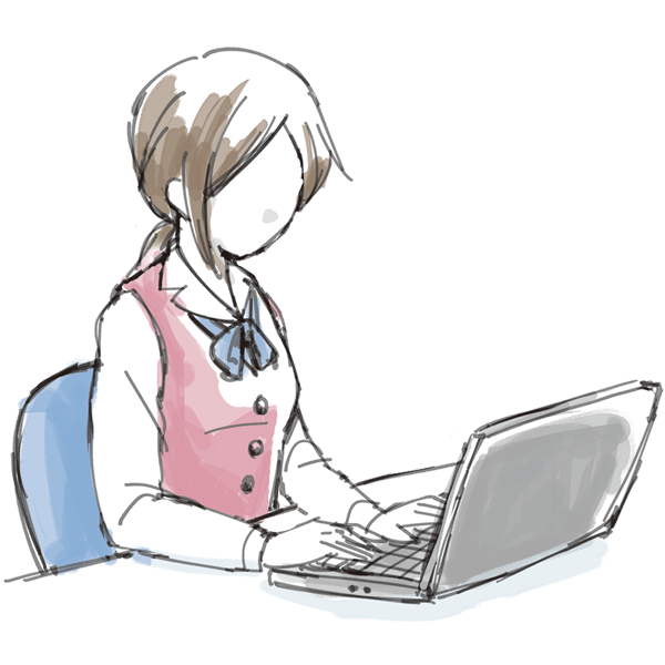 ノートパソコンを使う女性社員