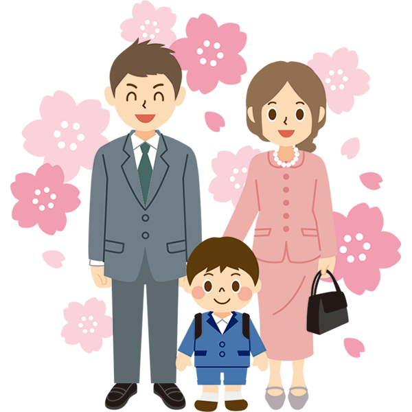 入学式　家族　桜
